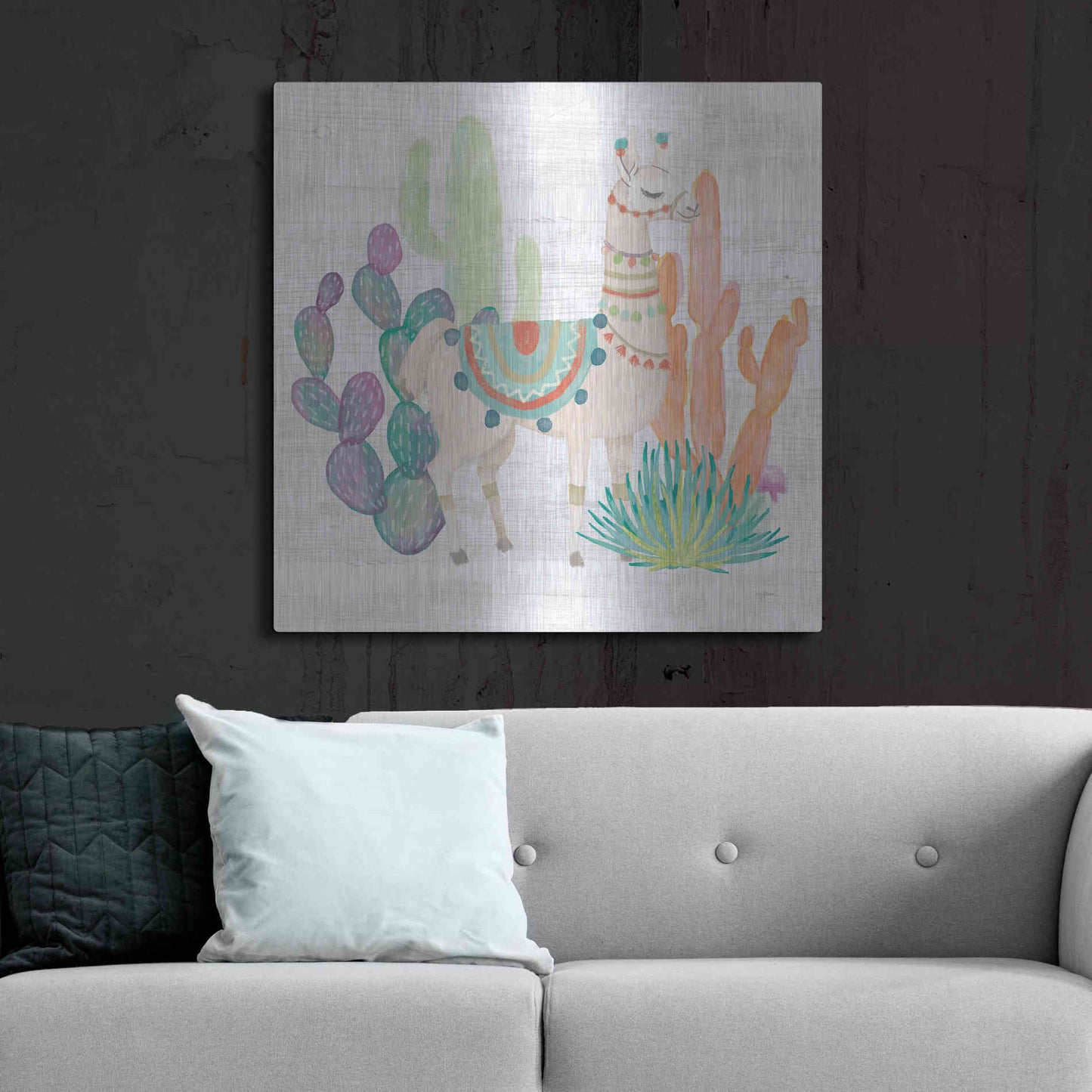 Luxe Metal Art 'Lovely Llamas II' by Mary Urban, Metal Wall Art,36x36