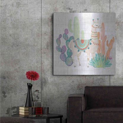 Luxe Metal Art 'Lovely Llamas II' by Mary Urban, Metal Wall Art,36x36
