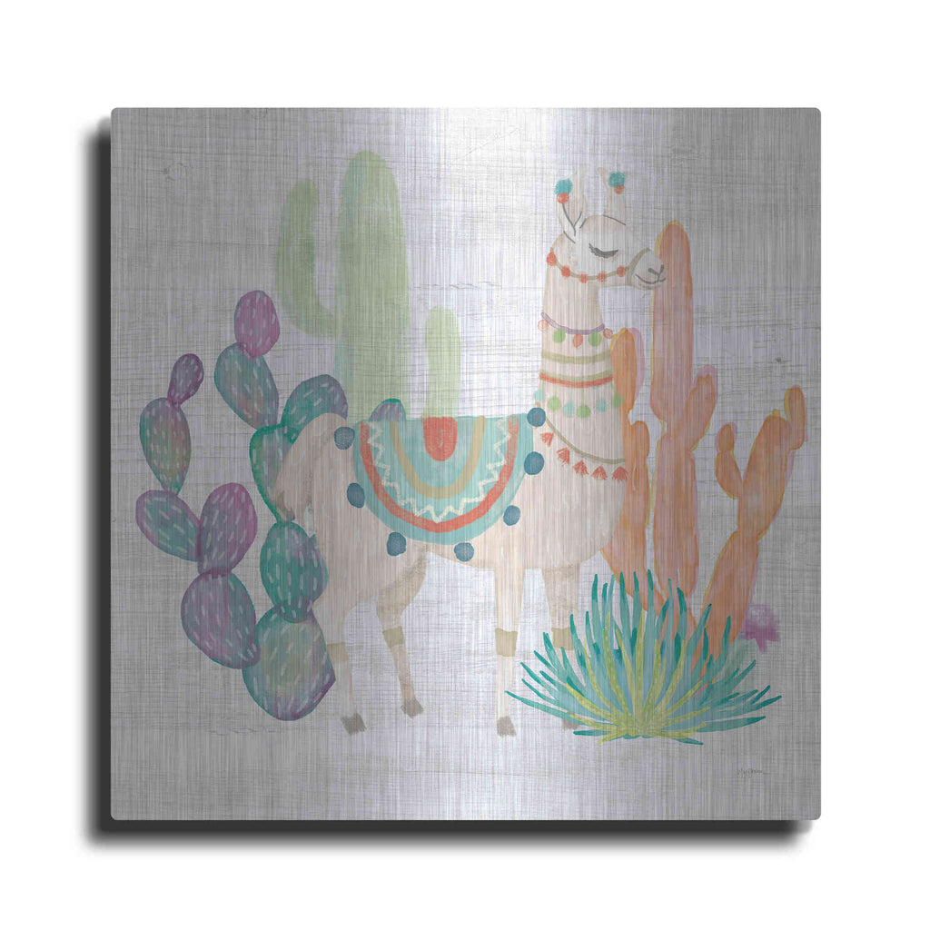 Luxe Metal Art 'Lovely Llamas II' by Mary Urban, Metal Wall Art