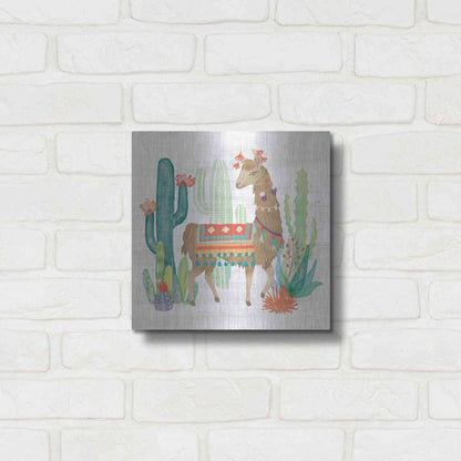 Luxe Metal Art 'Lovely Llamas III' by Mary Urban, Metal Wall Art,12x12