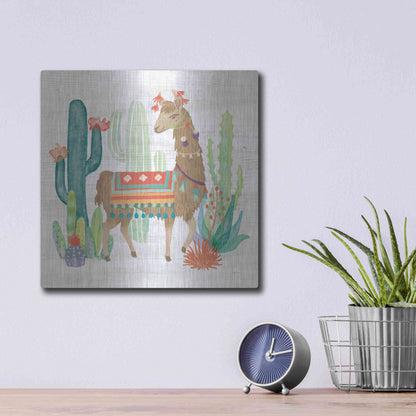 Luxe Metal Art 'Lovely Llamas III' by Mary Urban, Metal Wall Art,12x12