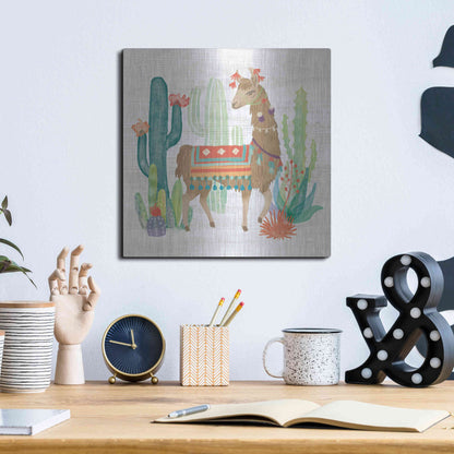 Luxe Metal Art 'Lovely Llamas III' by Mary Urban, Metal Wall Art,12x12