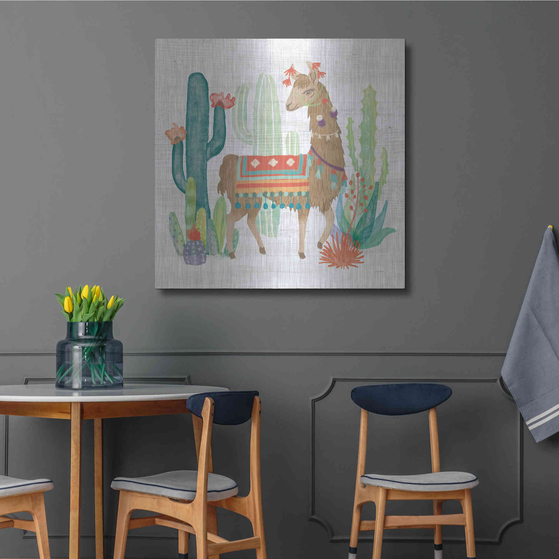 Luxe Metal Art 'Lovely Llamas III' by Mary Urban, Metal Wall Art,36x36