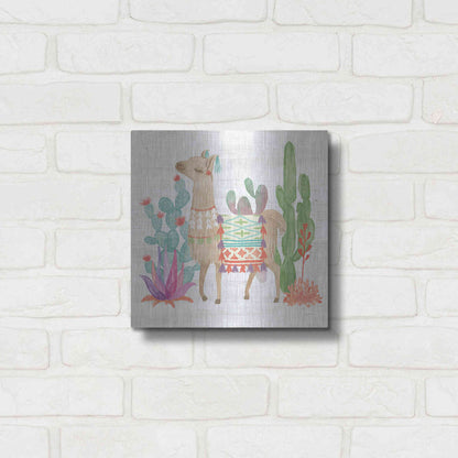 Luxe Metal Art 'Lovely Llamas IV' by Mary Urban, Metal Wall Art,12x12