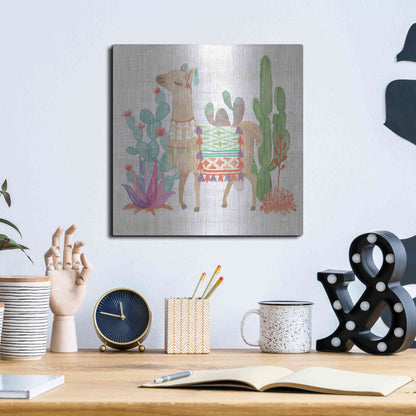 Luxe Metal Art 'Lovely Llamas IV' by Mary Urban, Metal Wall Art,12x12