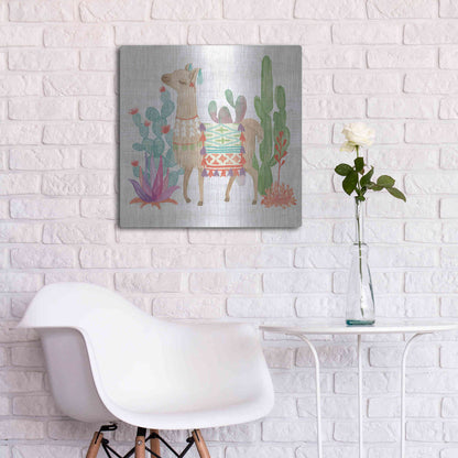 Luxe Metal Art 'Lovely Llamas IV' by Mary Urban, Metal Wall Art,24x24