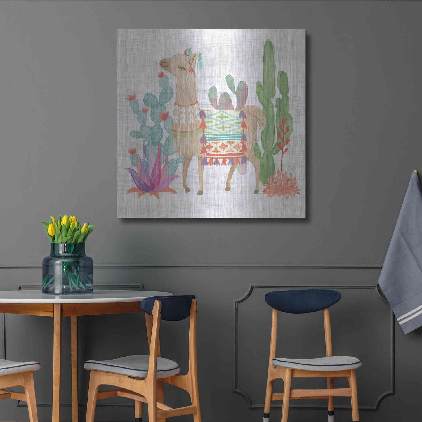 Luxe Metal Art 'Lovely Llamas IV' by Mary Urban, Metal Wall Art,36x36