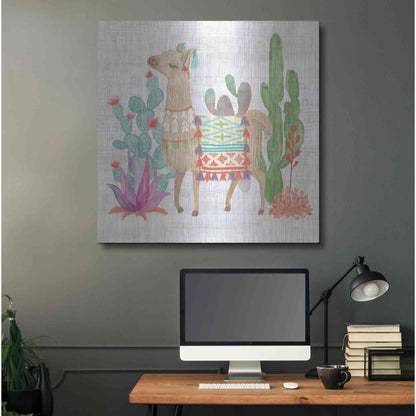 Luxe Metal Art 'Lovely Llamas IV' by Mary Urban, Metal Wall Art,36x36