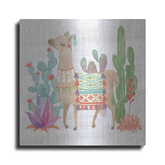 Luxe Metal Art 'Lovely Llamas IV' by Mary Urban, Metal Wall Art