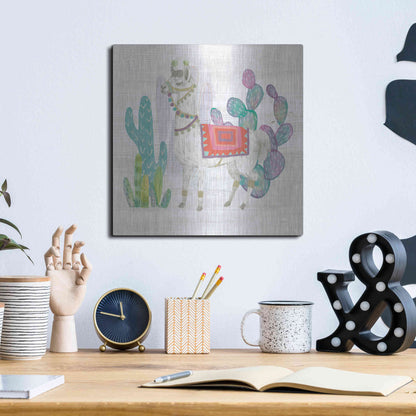 Luxe Metal Art 'Lovely Llamas V' by Mary Urban, Metal Wall Art,12x12