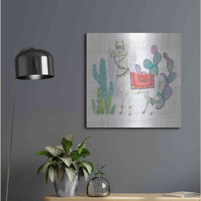 Luxe Metal Art 'Lovely Llamas V' by Mary Urban, Metal Wall Art,24x24