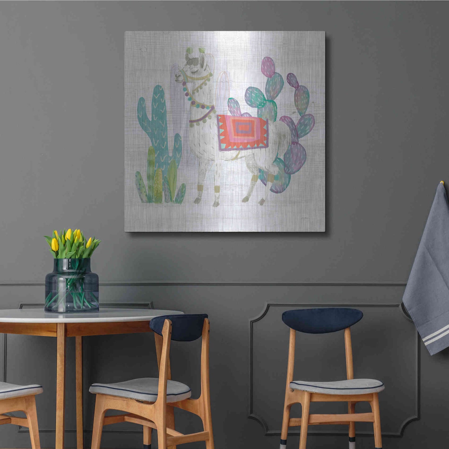 Luxe Metal Art 'Lovely Llamas V' by Mary Urban, Metal Wall Art,36x36