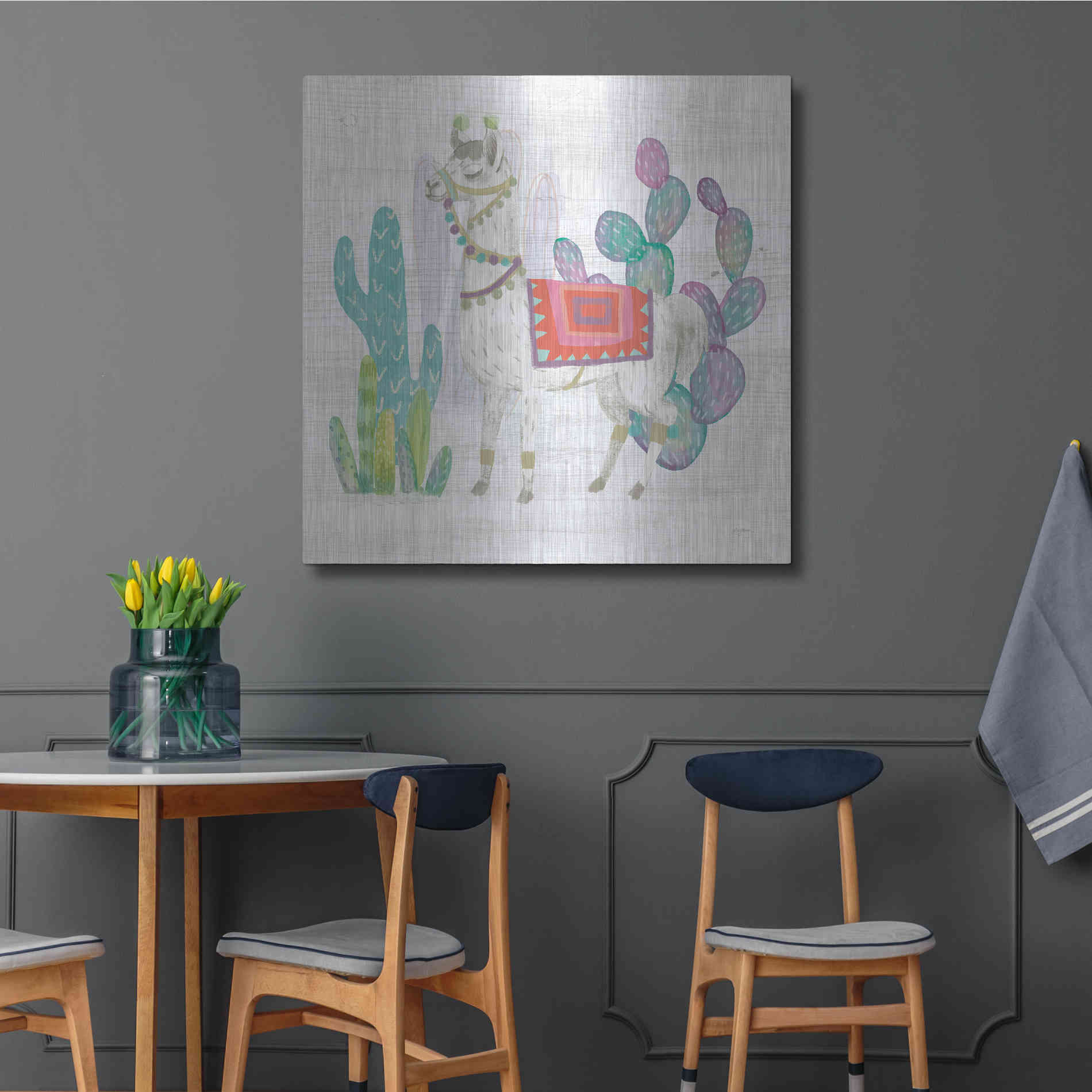 Luxe Metal Art 'Lovely Llamas V' by Mary Urban, Metal Wall Art,36x36