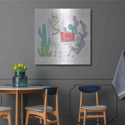 Luxe Metal Art 'Lovely Llamas V' by Mary Urban, Metal Wall Art,36x36