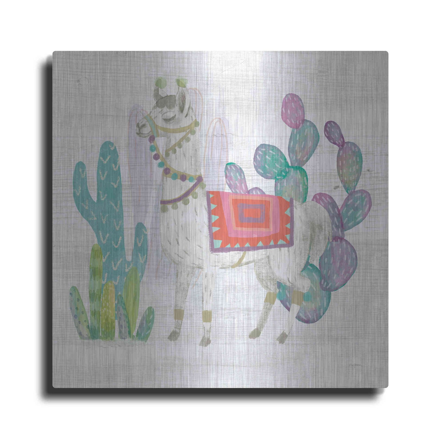 Luxe Metal Art 'Lovely Llamas V' by Mary Urban, Metal Wall Art