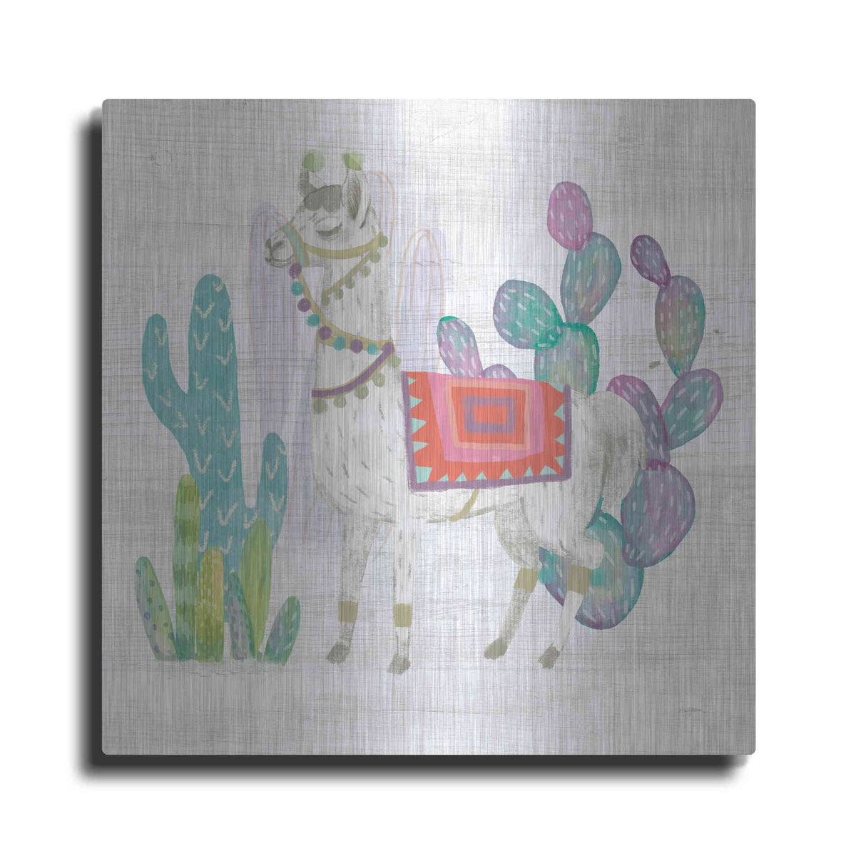 Luxe Metal Art 'Lovely Llamas V' by Mary Urban, Metal Wall Art