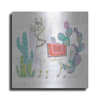 Luxe Metal Art 'Lovely Llamas V' by Mary Urban, Metal Wall Art