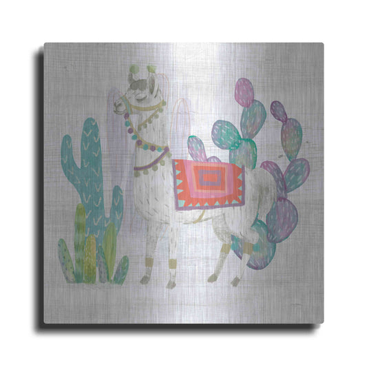 Luxe Metal Art 'Lovely Llamas V' by Mary Urban, Metal Wall Art