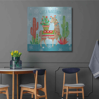 Luxe Metal Art 'Lovely Llamas Christmas III' by Mary Urban, Metal Wall Art,36x36