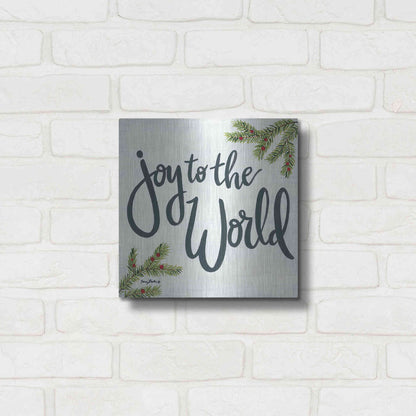 Luxe Metal Art 'Joy to the World' by Sara Baker, Metal Wall Art,12x12