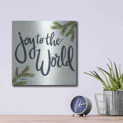 Luxe Metal Art 'Joy to the World' by Sara Baker, Metal Wall Art,12x12