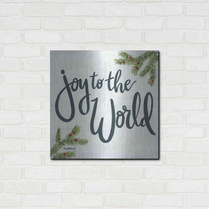 Luxe Metal Art 'Joy to the World' by Sara Baker, Metal Wall Art,24x24