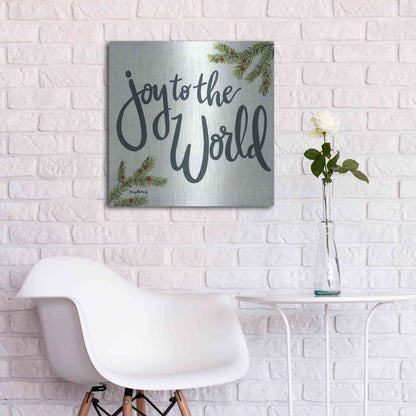 Luxe Metal Art 'Joy to the World' by Sara Baker, Metal Wall Art,24x24