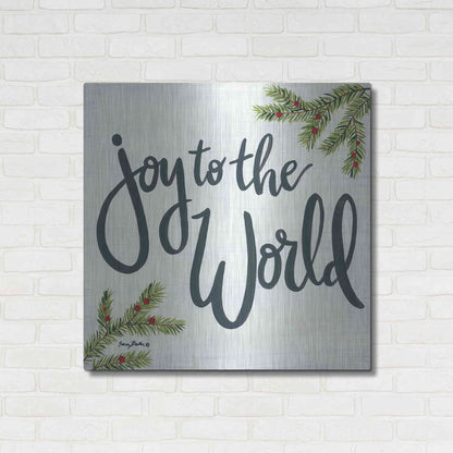 Luxe Metal Art 'Joy to the World' by Sara Baker, Metal Wall Art,36x36