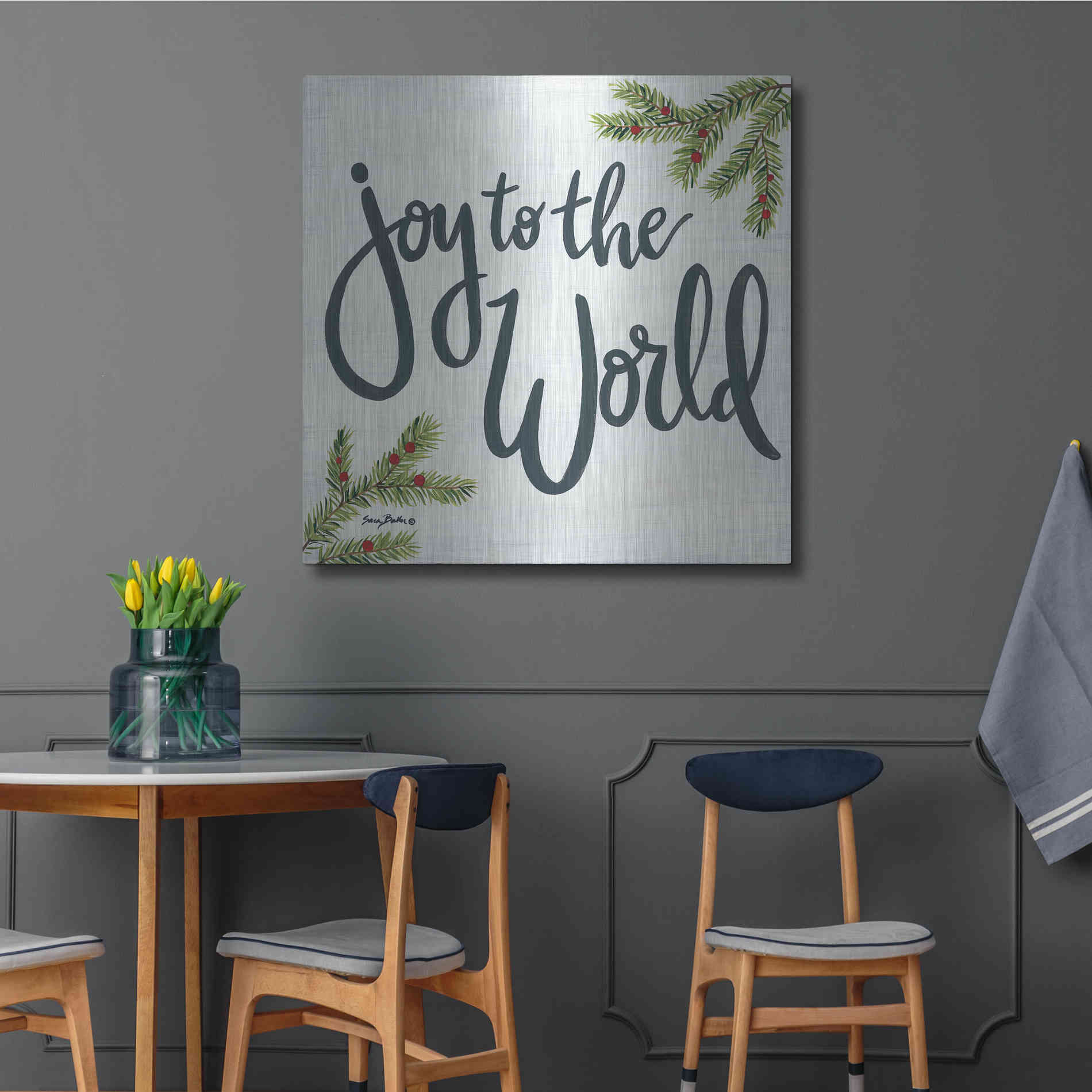 Luxe Metal Art 'Joy to the World' by Sara Baker, Metal Wall Art,36x36