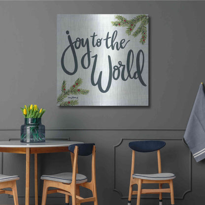 Luxe Metal Art 'Joy to the World' by Sara Baker, Metal Wall Art,36x36