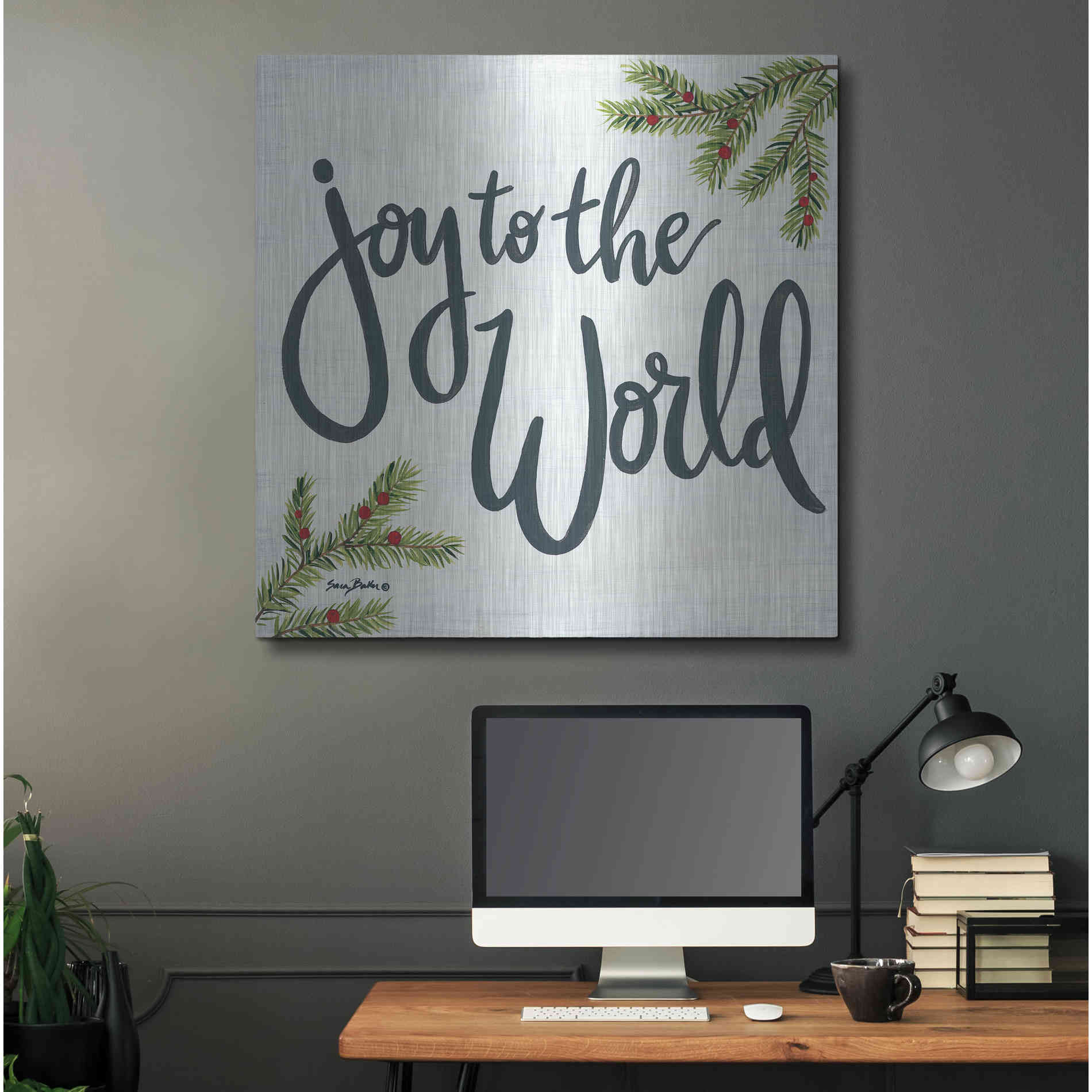 Luxe Metal Art 'Joy to the World' by Sara Baker, Metal Wall Art,36x36