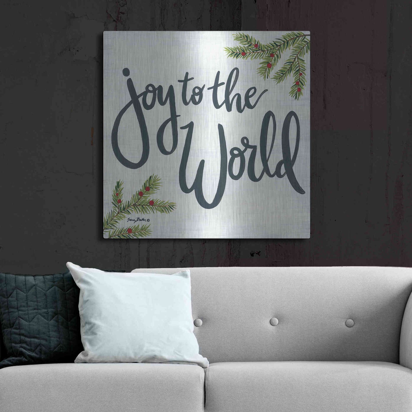 Luxe Metal Art 'Joy to the World' by Sara Baker, Metal Wall Art,36x36