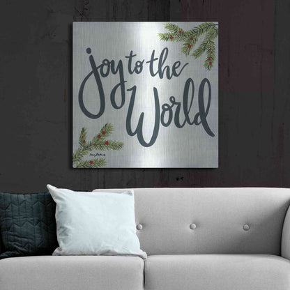 Luxe Metal Art 'Joy to the World' by Sara Baker, Metal Wall Art,36x36