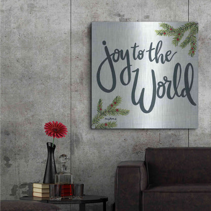 Luxe Metal Art 'Joy to the World' by Sara Baker, Metal Wall Art,36x36