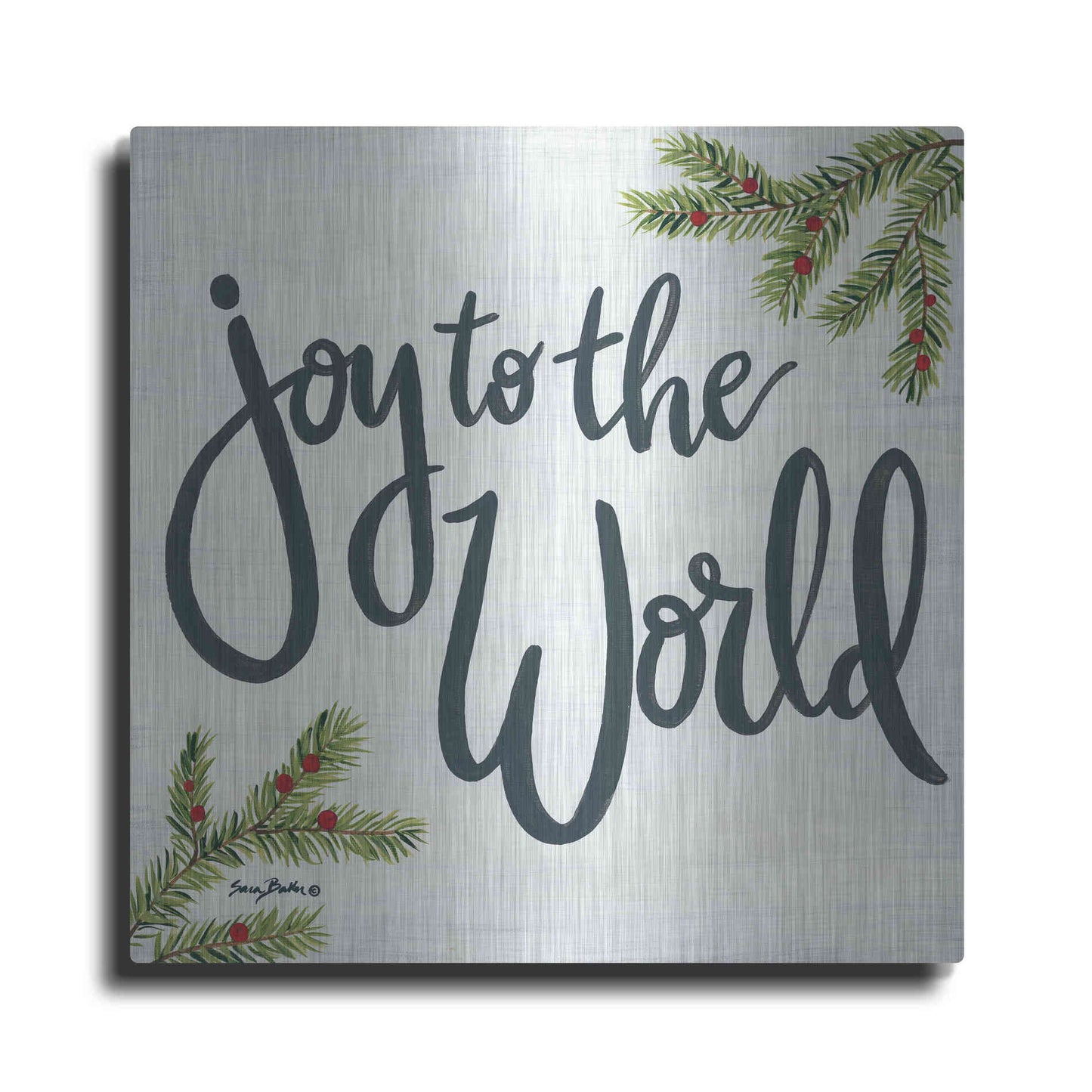 Luxe Metal Art 'Joy to the World' by Sara Baker, Metal Wall Art