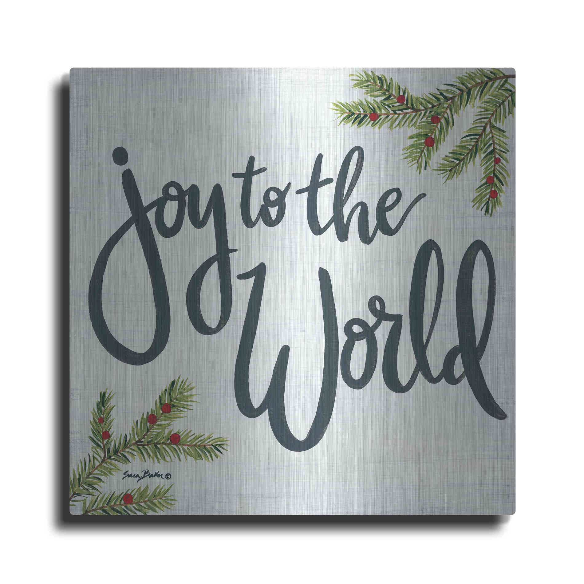 Luxe Metal Art 'Joy to the World' by Sara Baker, Metal Wall Art