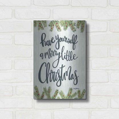Luxe Metal Art 'Have Yourself a Merry Little Christmas' by Sara Baker, Metal Wall Art,12x16