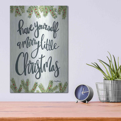 Luxe Metal Art 'Have Yourself a Merry Little Christmas' by Sara Baker, Metal Wall Art,12x16