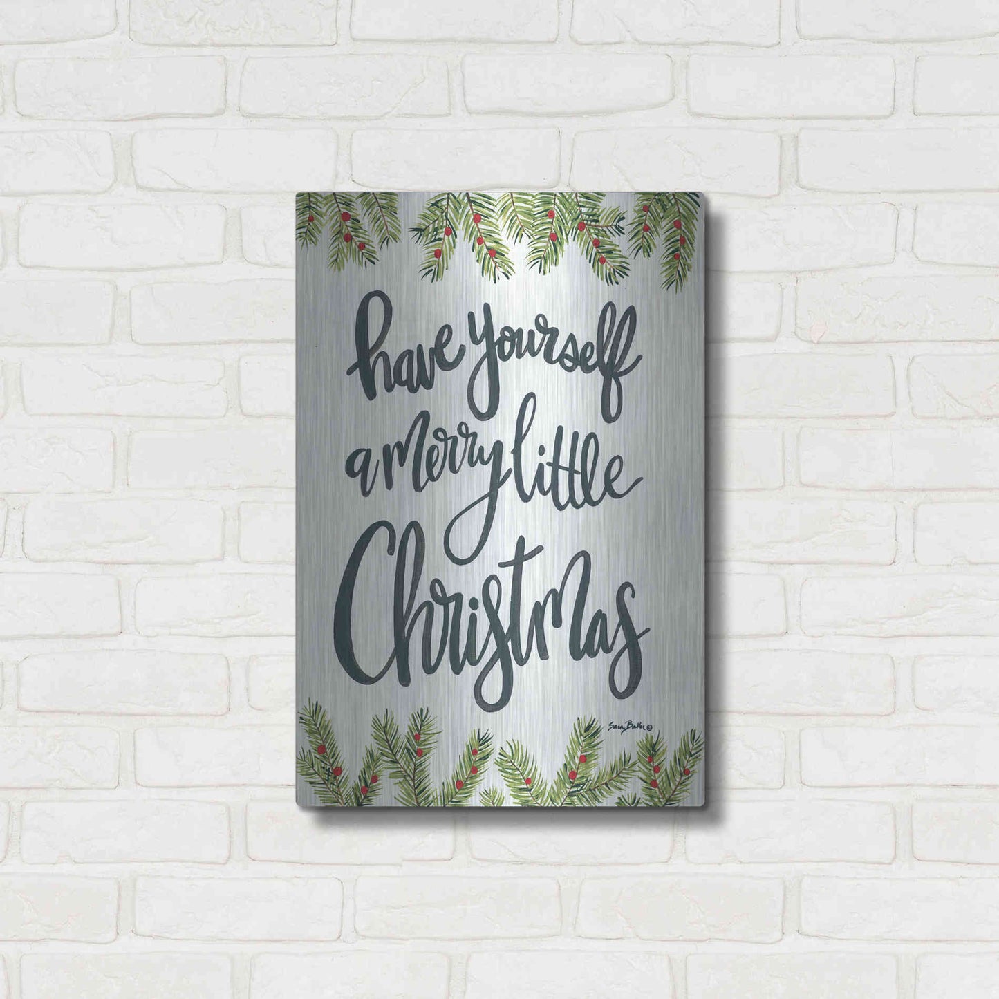 Luxe Metal Art 'Have Yourself a Merry Little Christmas' by Sara Baker, Metal Wall Art,16x24