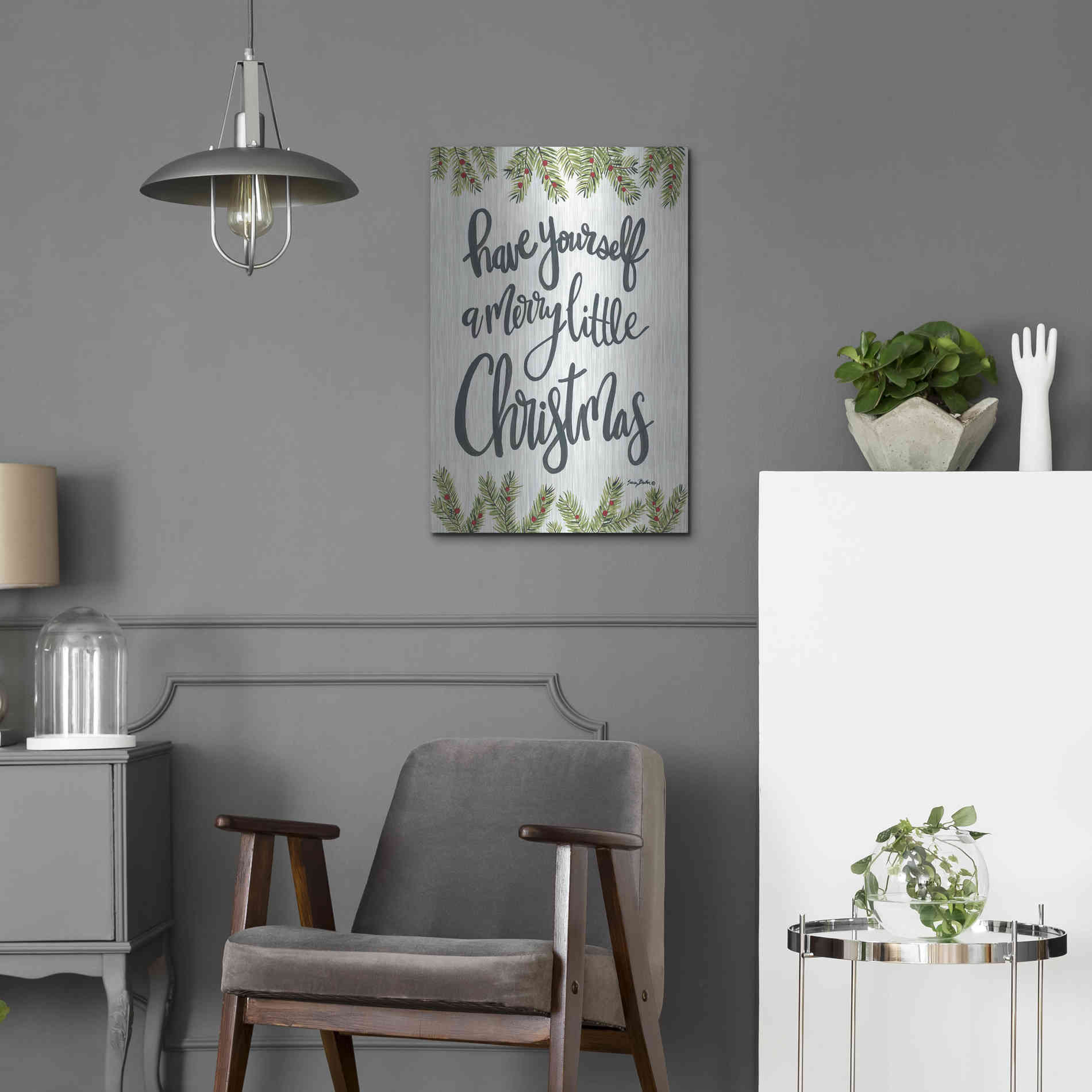Luxe Metal Art 'Have Yourself a Merry Little Christmas' by Sara Baker, Metal Wall Art,16x24