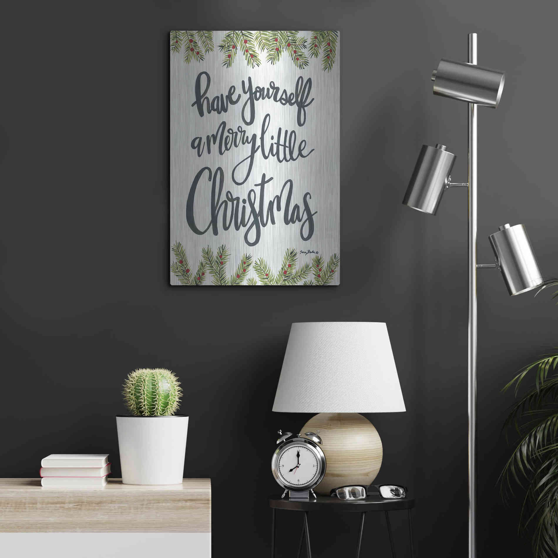 Luxe Metal Art 'Have Yourself a Merry Little Christmas' by Sara Baker, Metal Wall Art,16x24