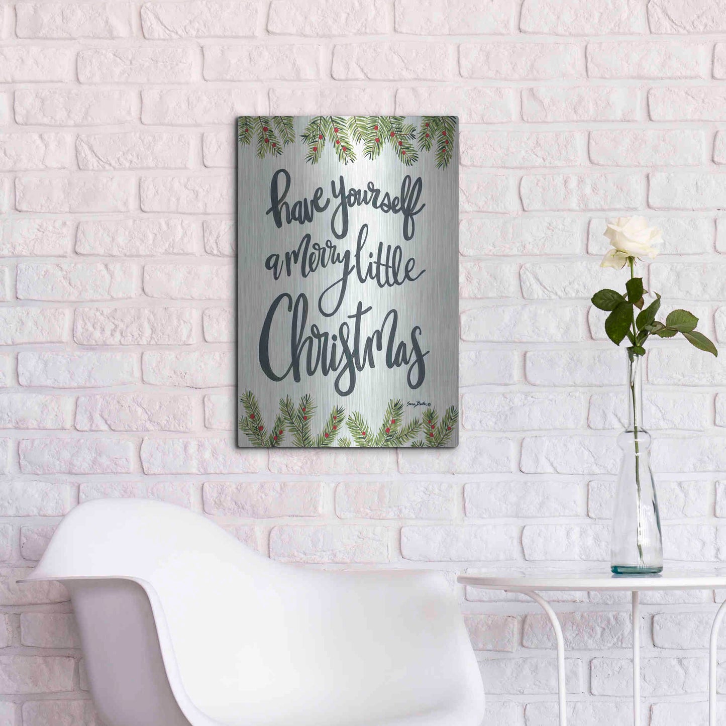 Luxe Metal Art 'Have Yourself a Merry Little Christmas' by Sara Baker, Metal Wall Art,16x24