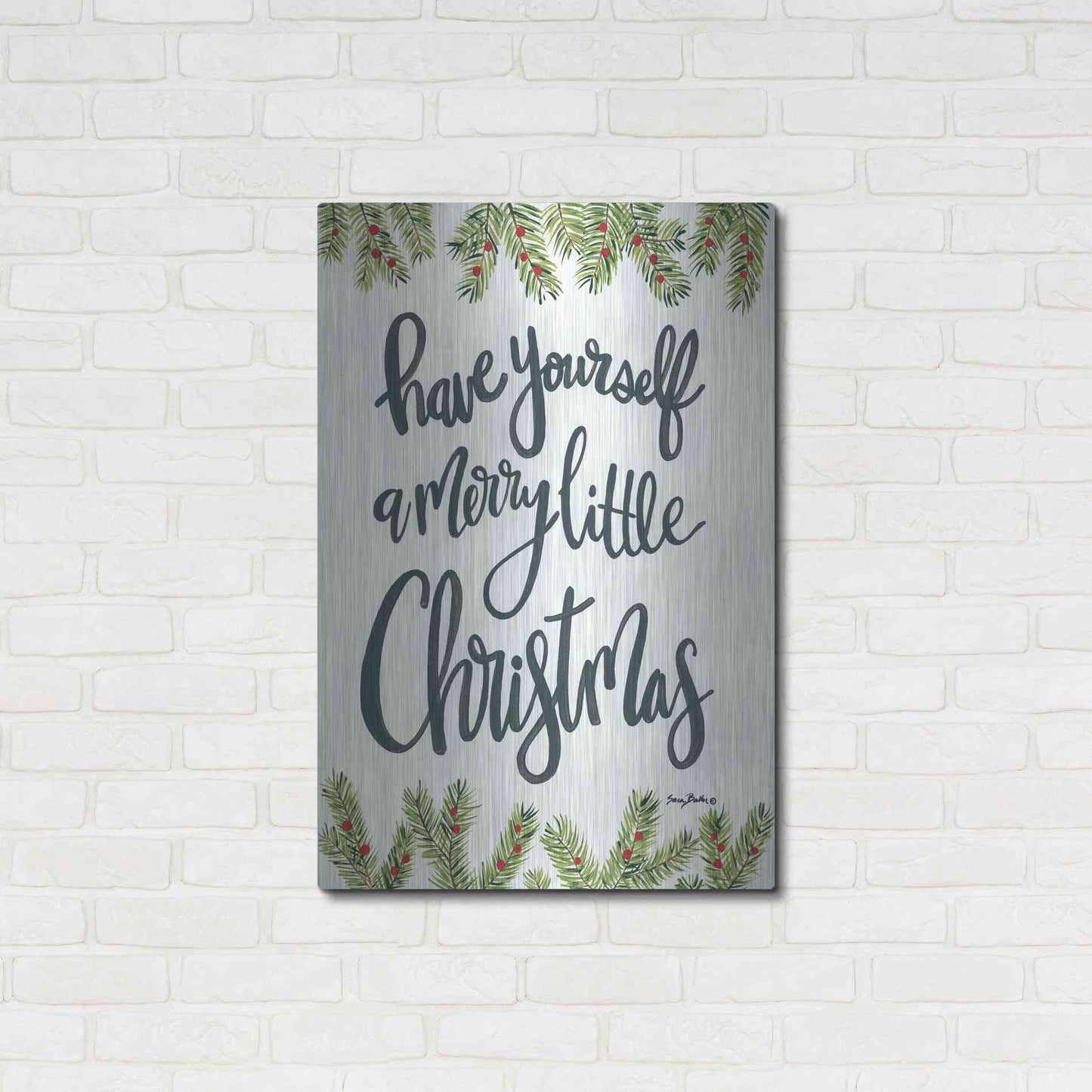 Luxe Metal Art 'Have Yourself a Merry Little Christmas' by Sara Baker, Metal Wall Art,24x36