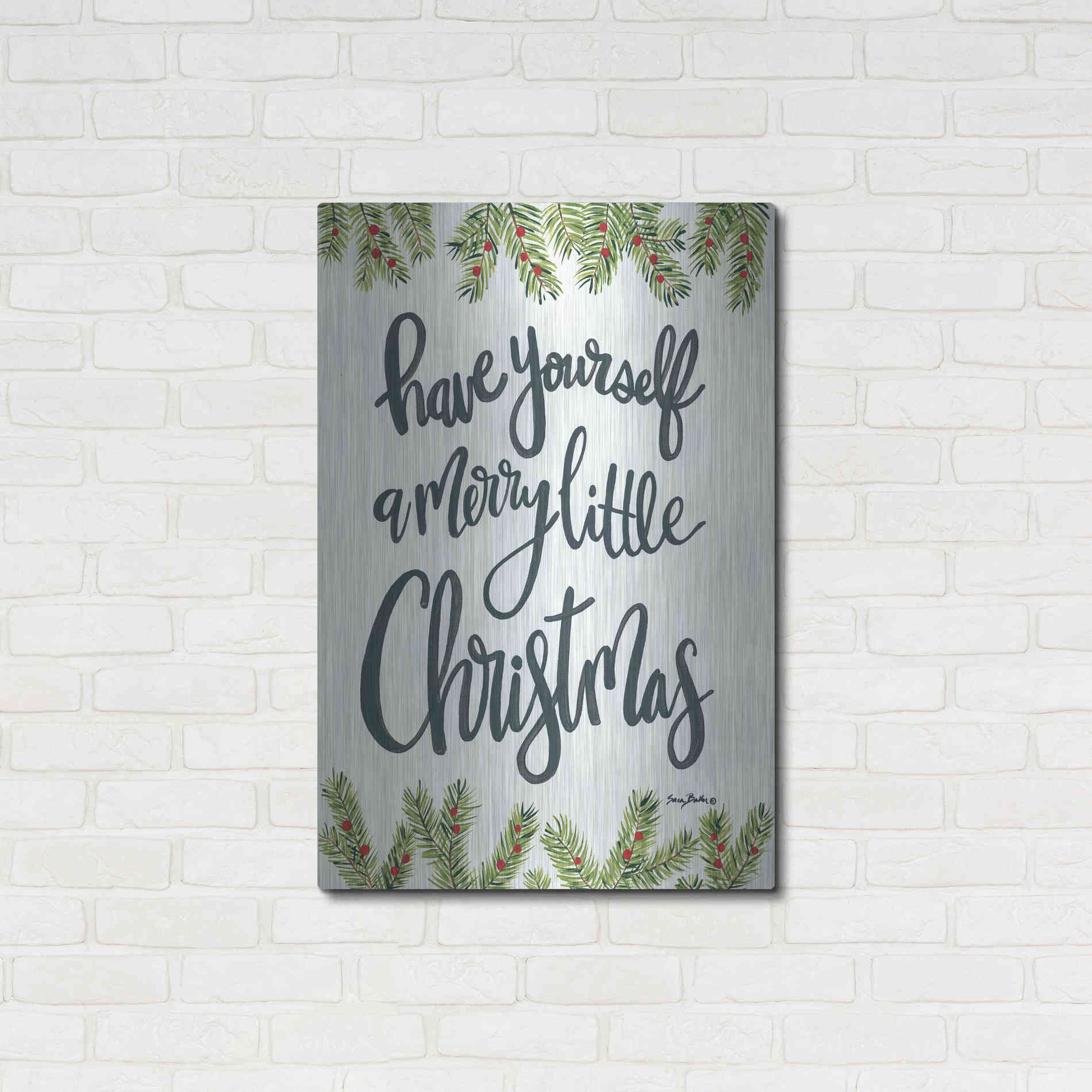 Luxe Metal Art 'Have Yourself a Merry Little Christmas' by Sara Baker, Metal Wall Art,24x36
