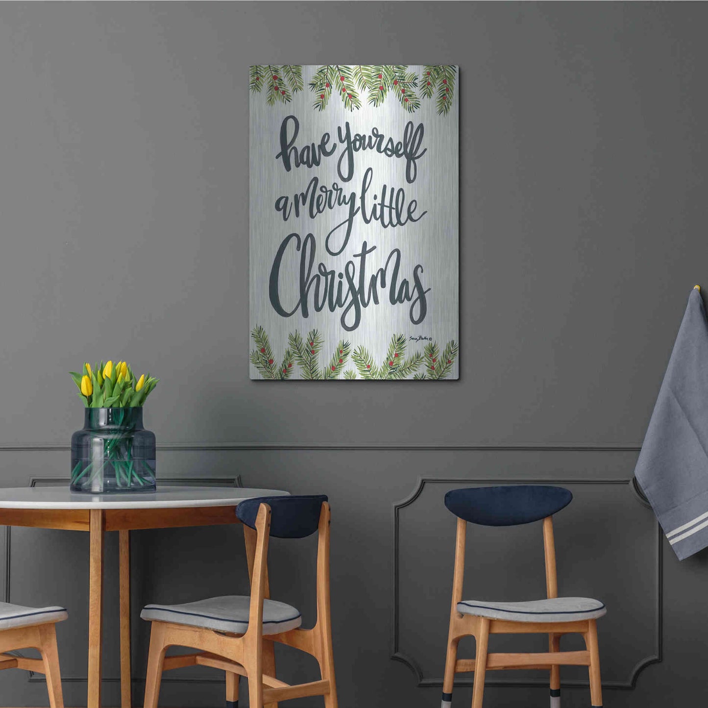 Luxe Metal Art 'Have Yourself a Merry Little Christmas' by Sara Baker, Metal Wall Art,24x36