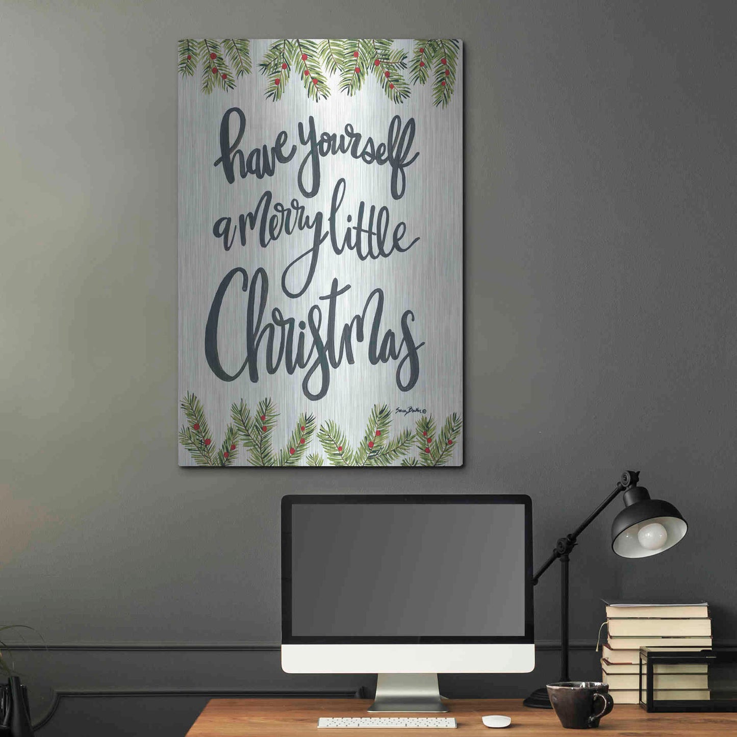 Luxe Metal Art 'Have Yourself a Merry Little Christmas' by Sara Baker, Metal Wall Art,24x36
