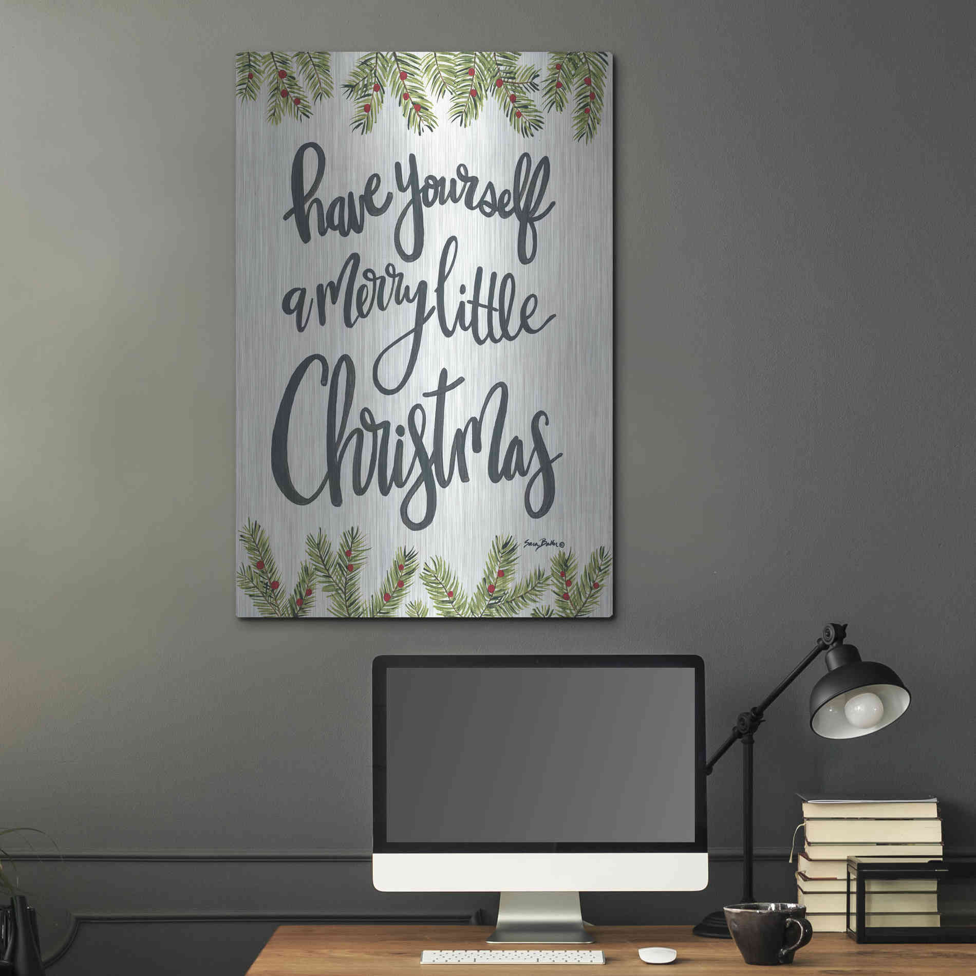 Luxe Metal Art 'Have Yourself a Merry Little Christmas' by Sara Baker, Metal Wall Art,24x36