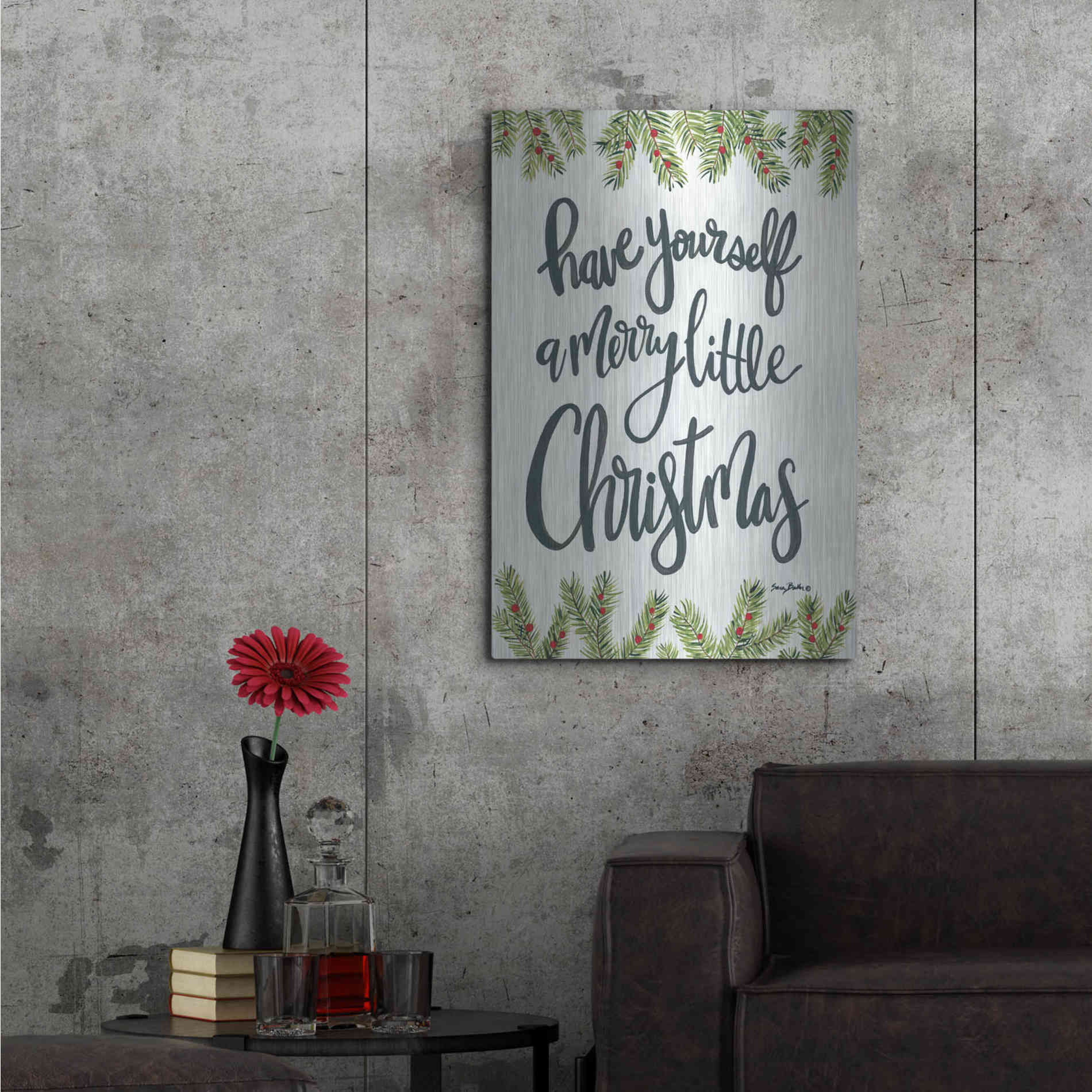 Luxe Metal Art 'Have Yourself a Merry Little Christmas' by Sara Baker, Metal Wall Art,24x36