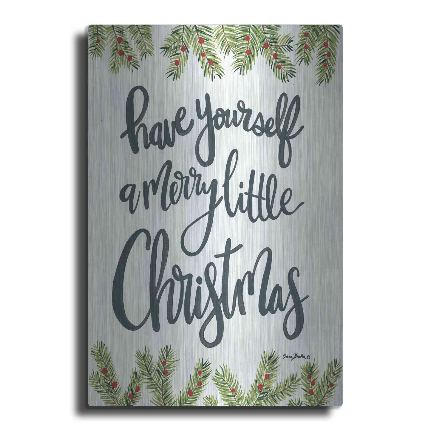 Luxe Metal Art 'Have Yourself a Merry Little Christmas' by Sara Baker, Metal Wall Art