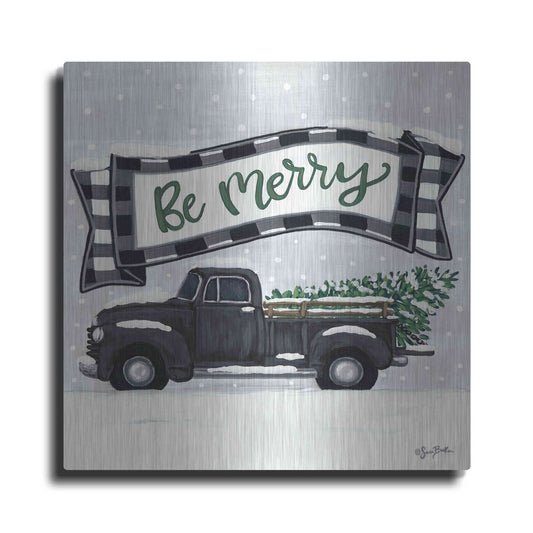 Luxe Metal Art 'Be Merry Truck' by Sara Baker, Metal Wall Art